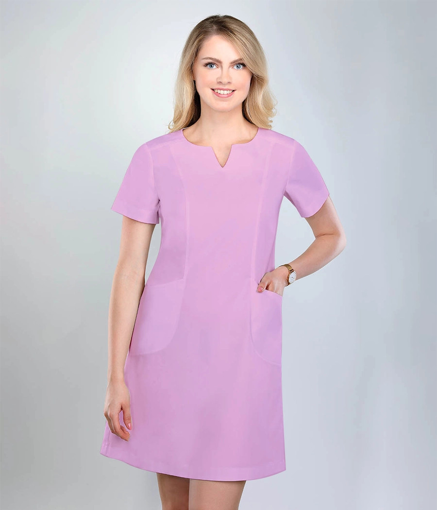 Sukienka medyczna damska taliowana 0214 w kolorze wrzosowym OP K4