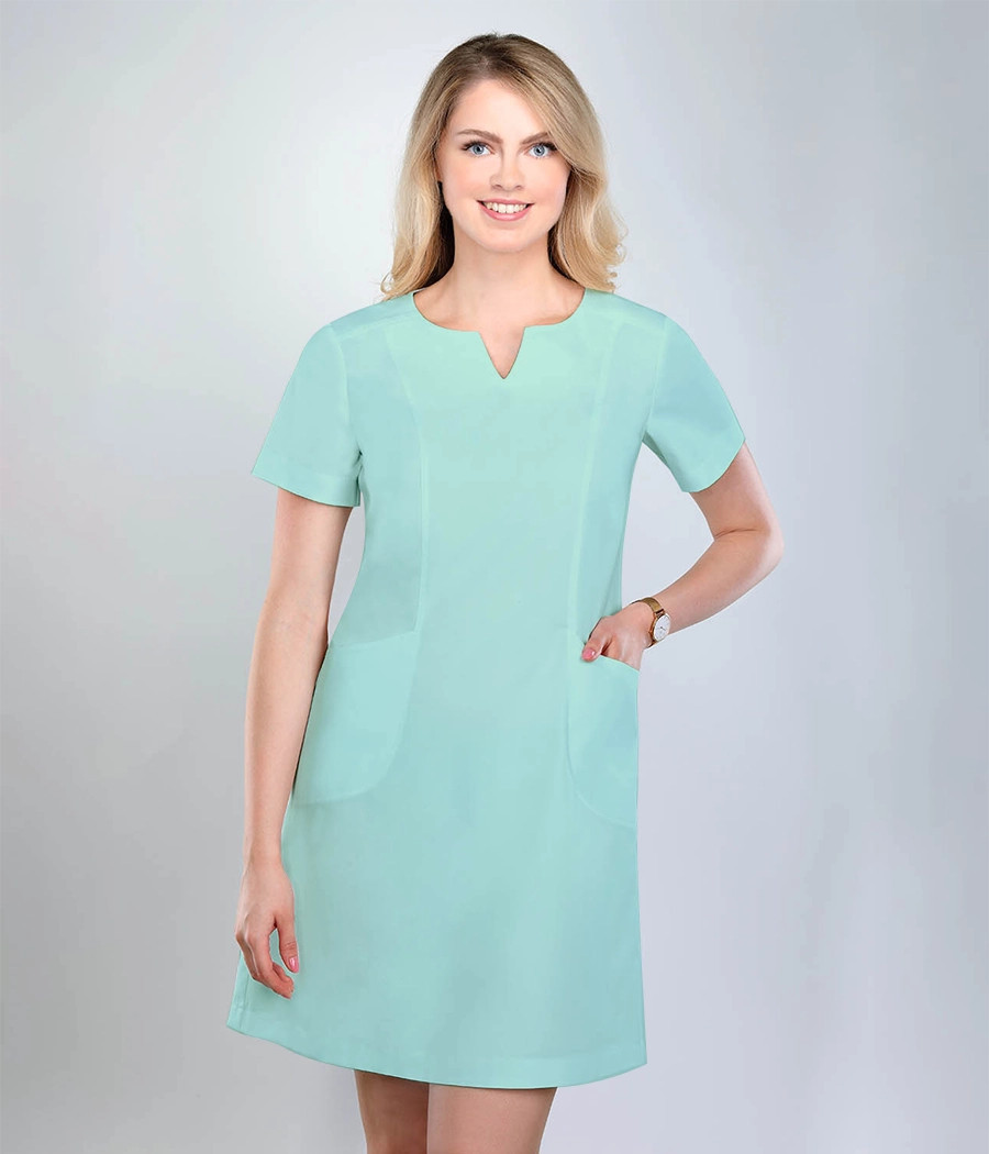 Sukienka medyczna damska taliowana 0214 w kolorze  seledynowym OP K5