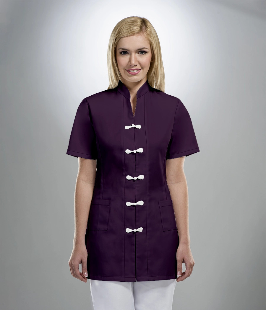 Bluza medyczna damska z szamerunkiem 1501 w kolorze śliwkowym OP K21