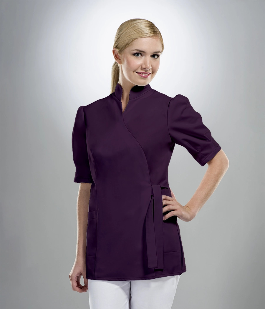 Bluza medyczna damska wiązany z boku 1502 w kolorze śliwkowym OP K21