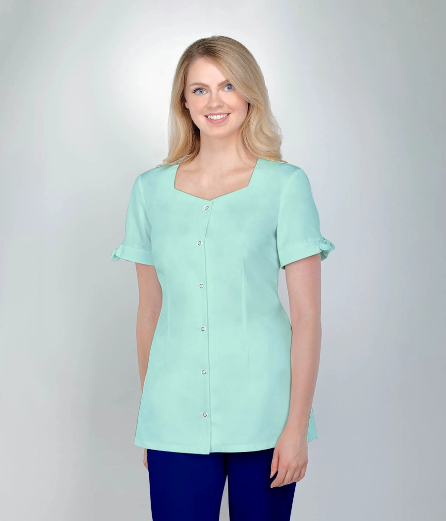 Bluza medyczna damska ozdobne wiązania 1519 w kolorze seledynowym OP K5