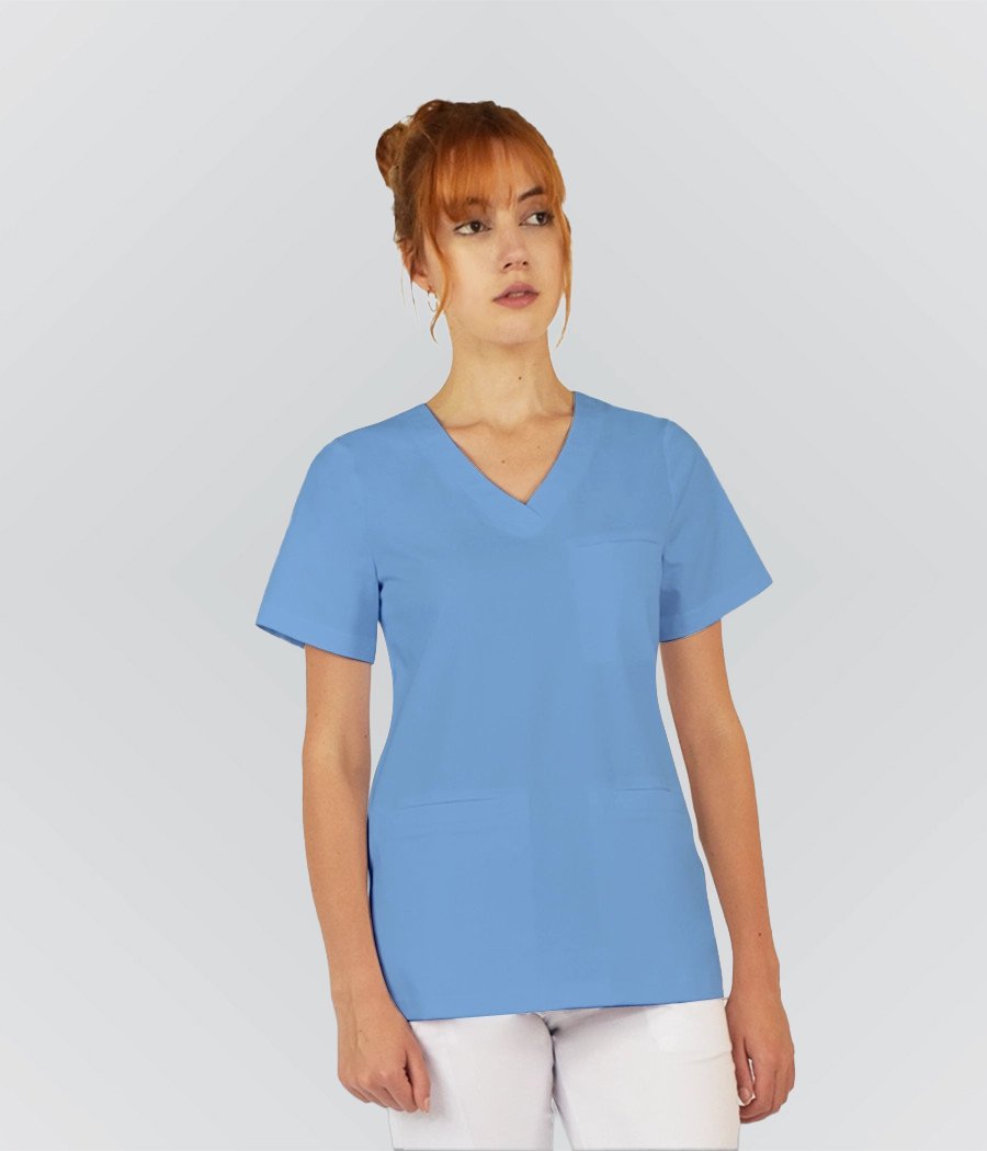 Bluza scrub medyczna damska trzy kieszenie 1816 w kolorze błękitny PS K7