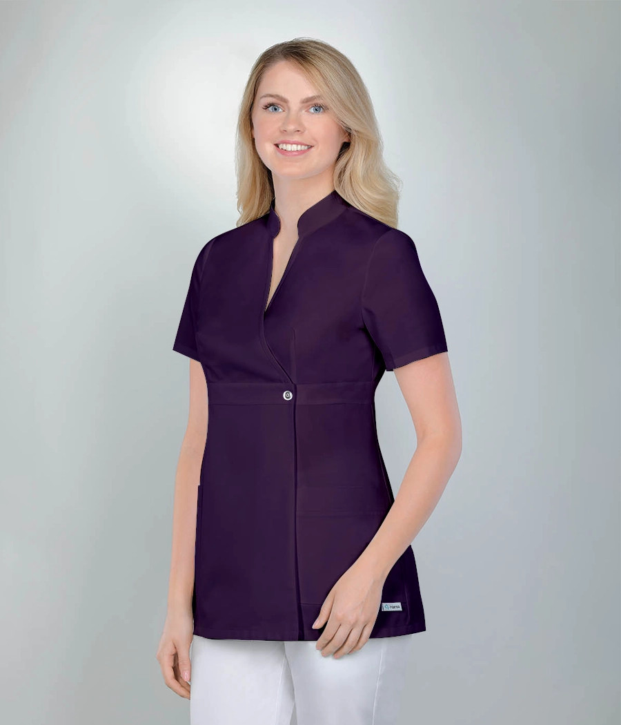 Bluza medyczna damska kopertowa ze stójką 1528 w kolorze  śliwkowym OP K21