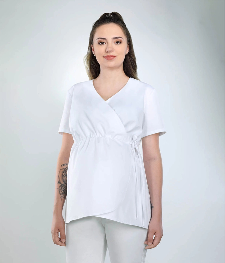 Bluza medyczna damska ciążowa 1530  w kolorze białym OP K1