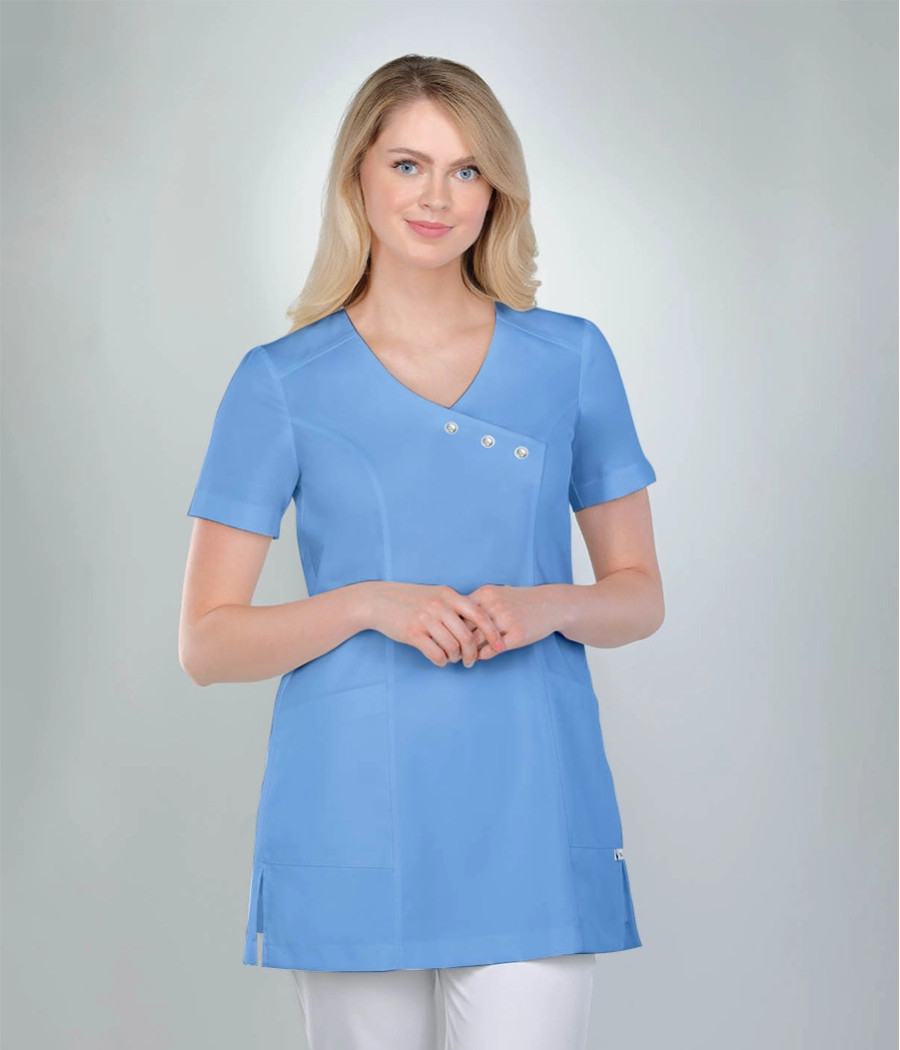 Bluza medyczna damska tunika z perełkami 1811 w kolorze błękitnym OP K7
