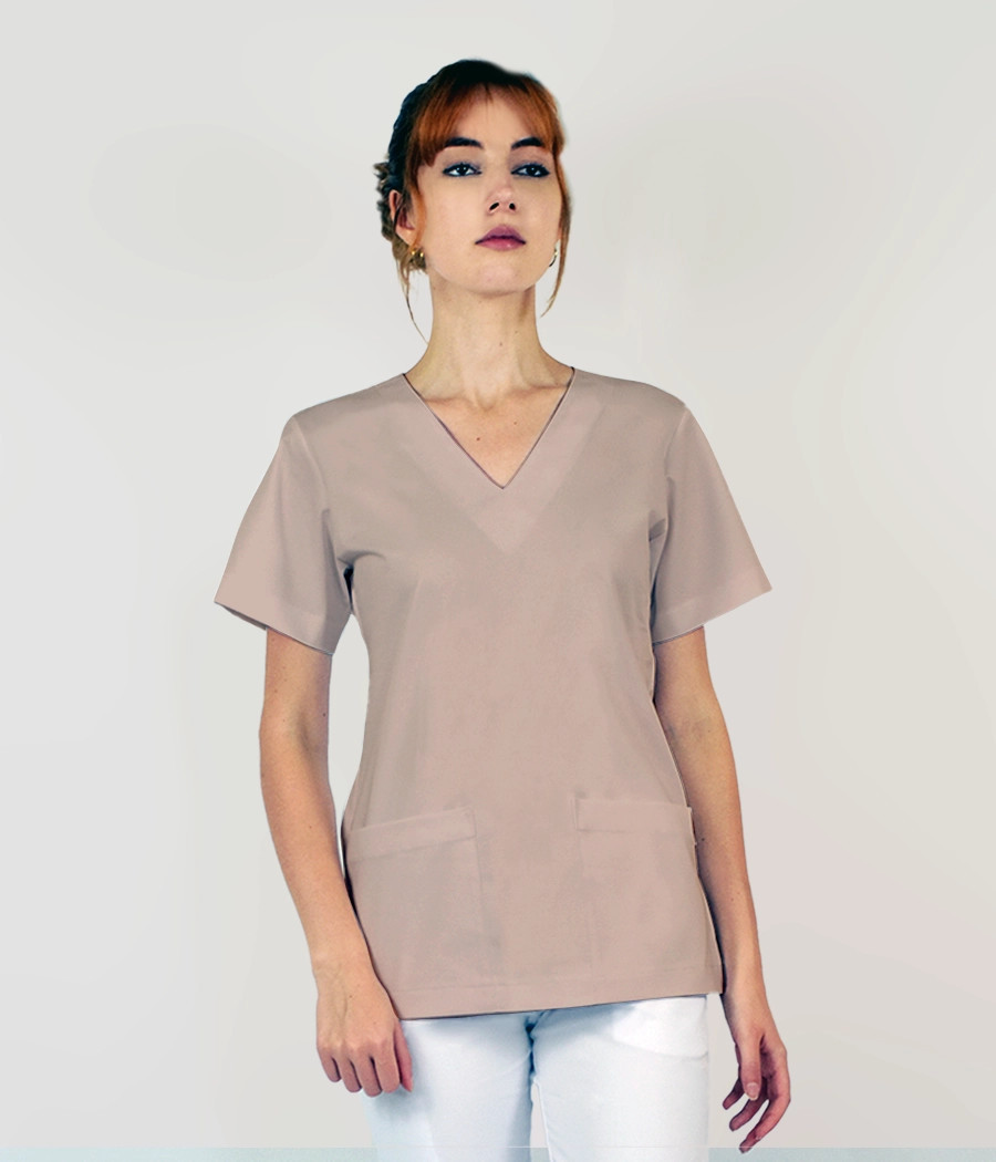 Bluza medyczna damska klasyczny scrub 1808 w kolorze  beżowym OP K19
