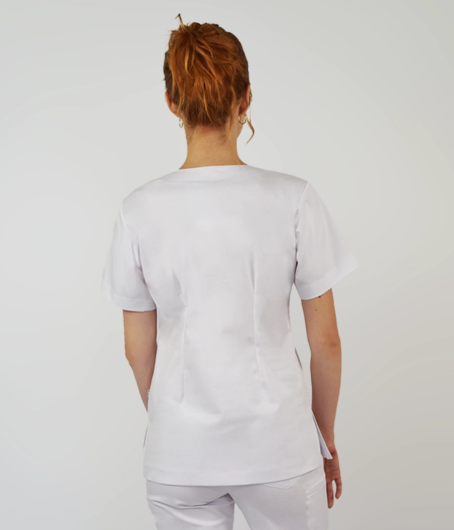 Bluza medyczna damska klasyczny scrub 1808 w kolorze białym OP K1