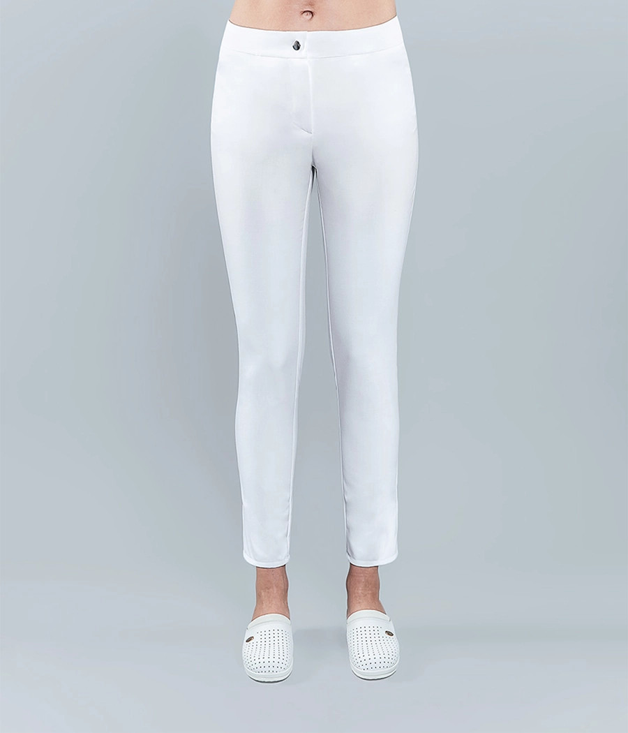 Spodnie medyczne damskie klasyczne rurki 5005 w kolorze białym OP K1