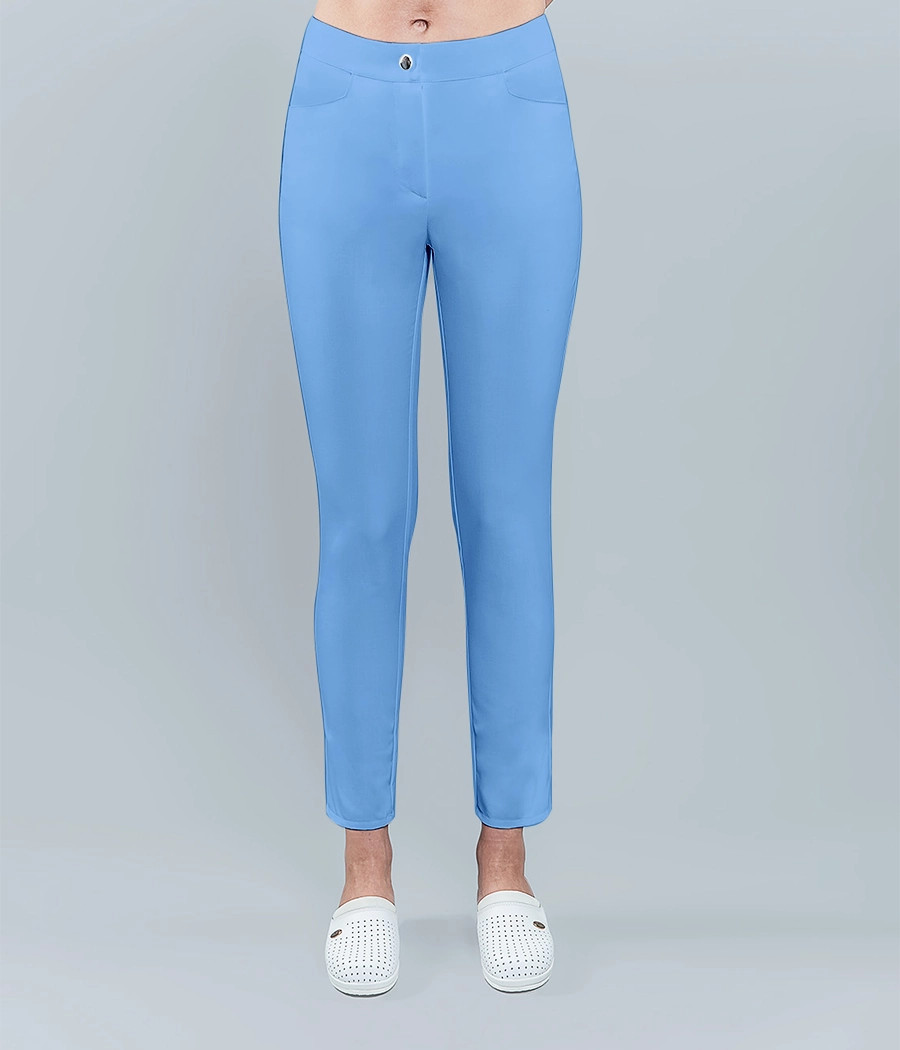 Spodnie medyczne damskie rurki z kieszeniami 5006 w kolorze błękitnym OP K7