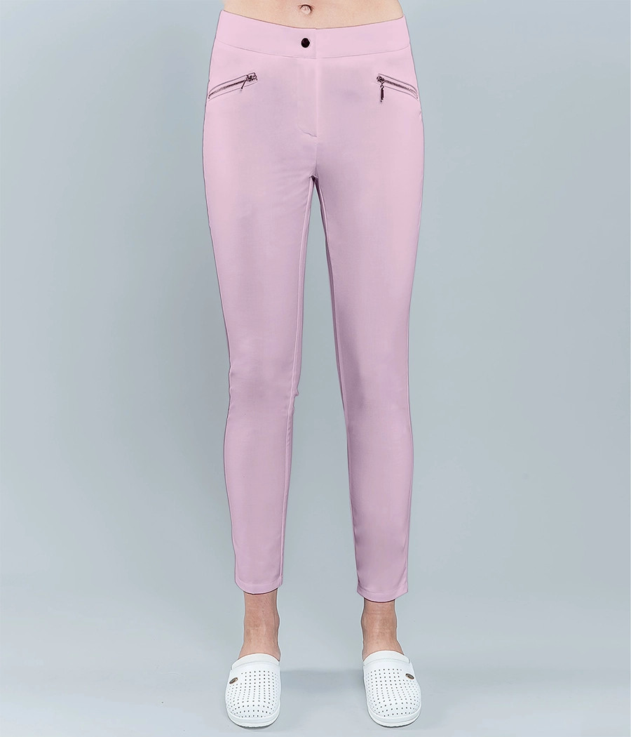 Spodnie medyczne damskie z zameczkami 5007 w kolorze  różowym OP K3