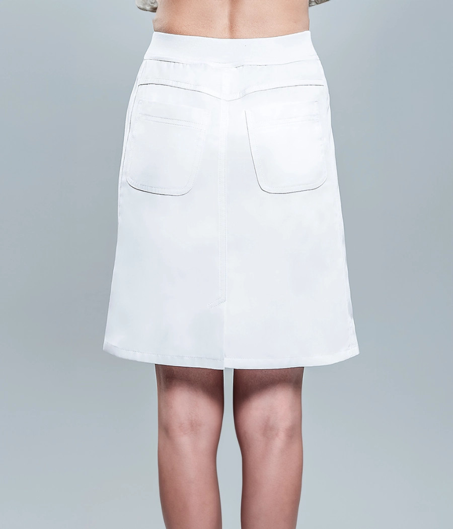 Spódnica medyczna damska dżinsowa z dzianiną 4008 w kolorze białym OP K1