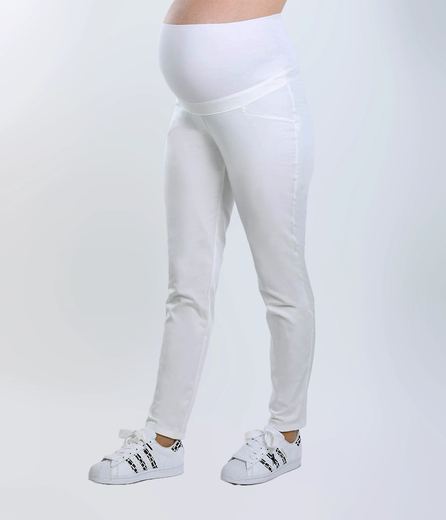 Spodnie medyczne damskie ciążowe 5028 w kolorze białym OP K1
