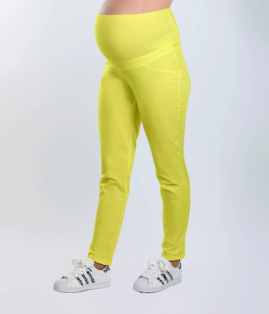 Spodnie medyczne damskie ciążowe 5028 w kolorze limonkowym ST K36