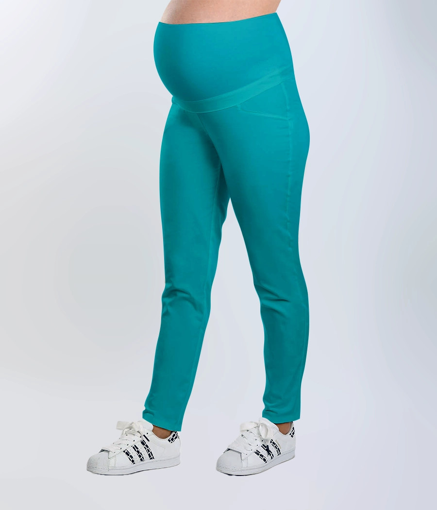 Spodnie medyczne damskie ciążowe 5028 w kolorze turkusowym ST K29