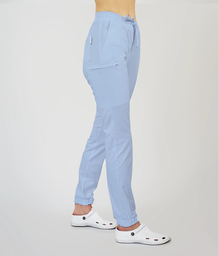 Spodnie medyczne damskie joggery z troczkami 5033 w kolorze błękitnym CS K7