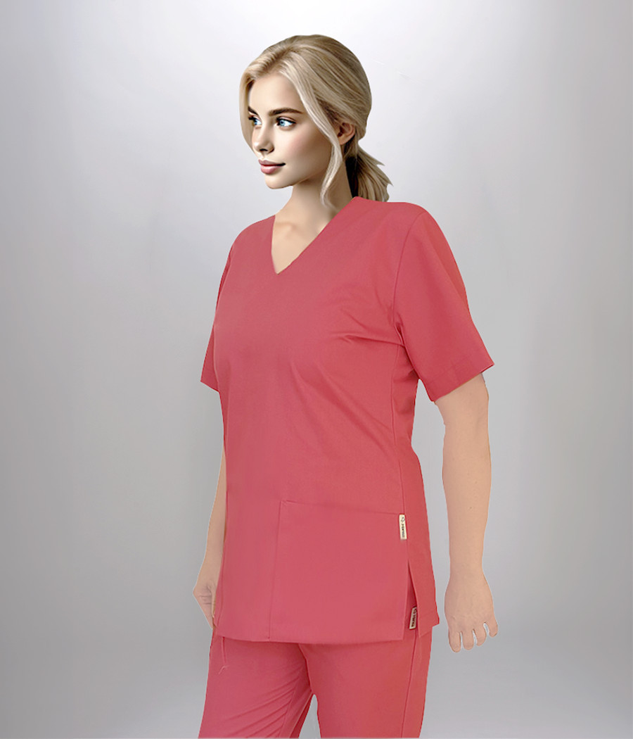 Bluza medyczna damska scrub 1821LP w ciemnej fuksji