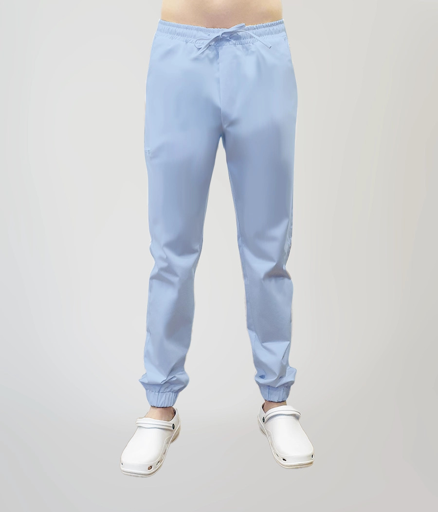 Spodnie medyczne męskie joggery z troczkami 6025 w kolorze błękitnym CS K7