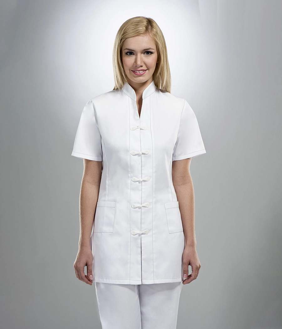 Bluza medyczna damska z szamerunkiem 1501 w kolorze białym OP K1